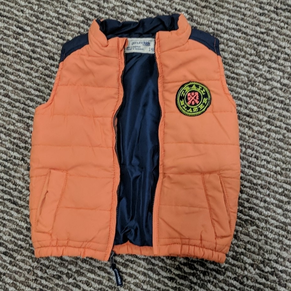 Genuine Kids Orange & Navy Winter Vest - 24 mnths